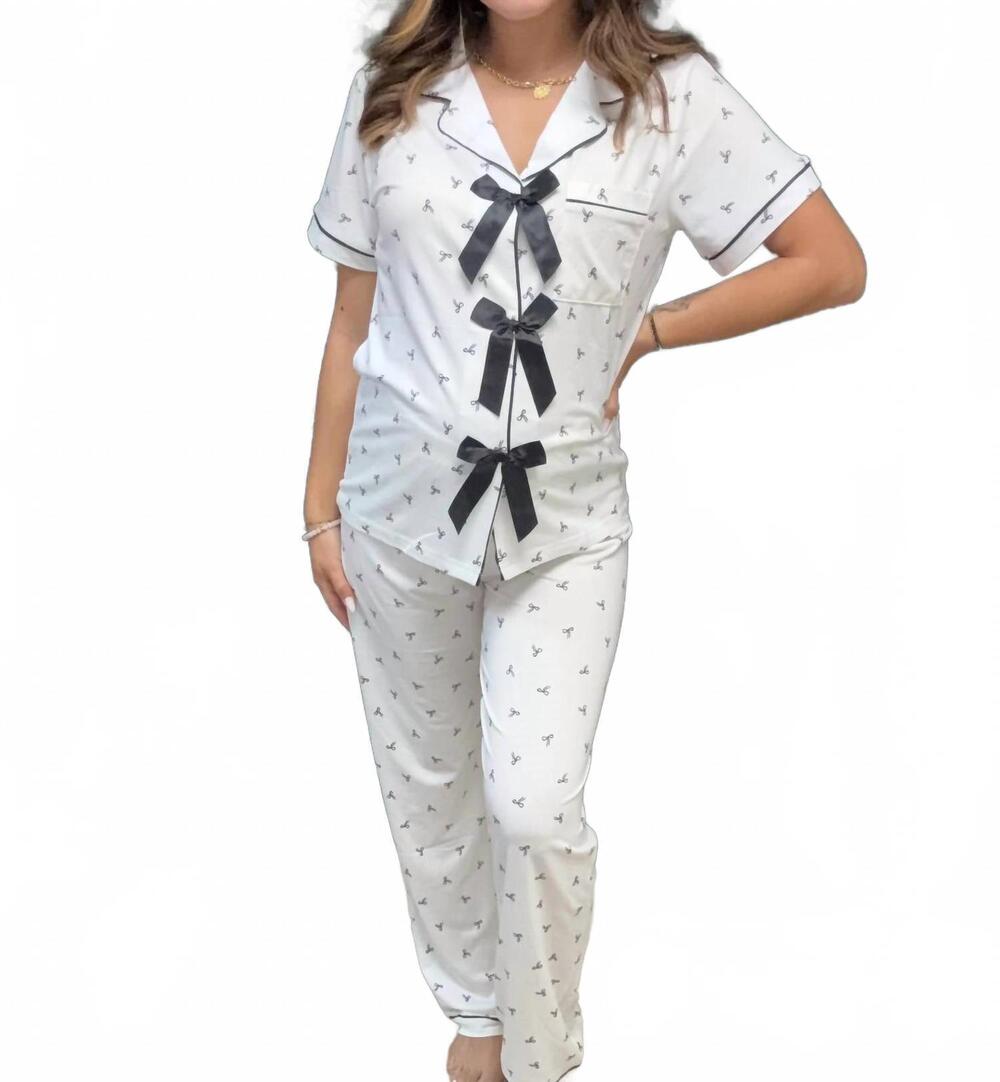 NEW PINE APPAREL midnight pajama set in black bow